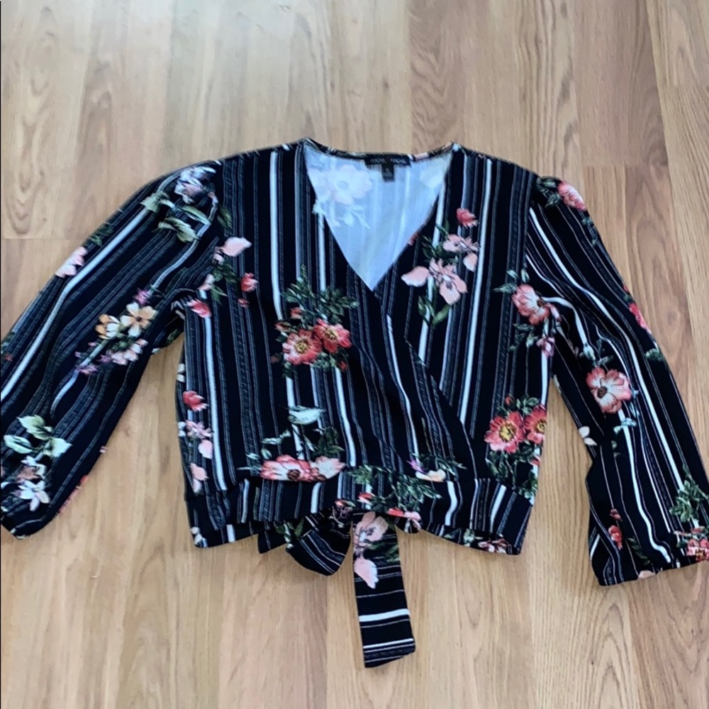 Moa Moa Black Floral Crop Top